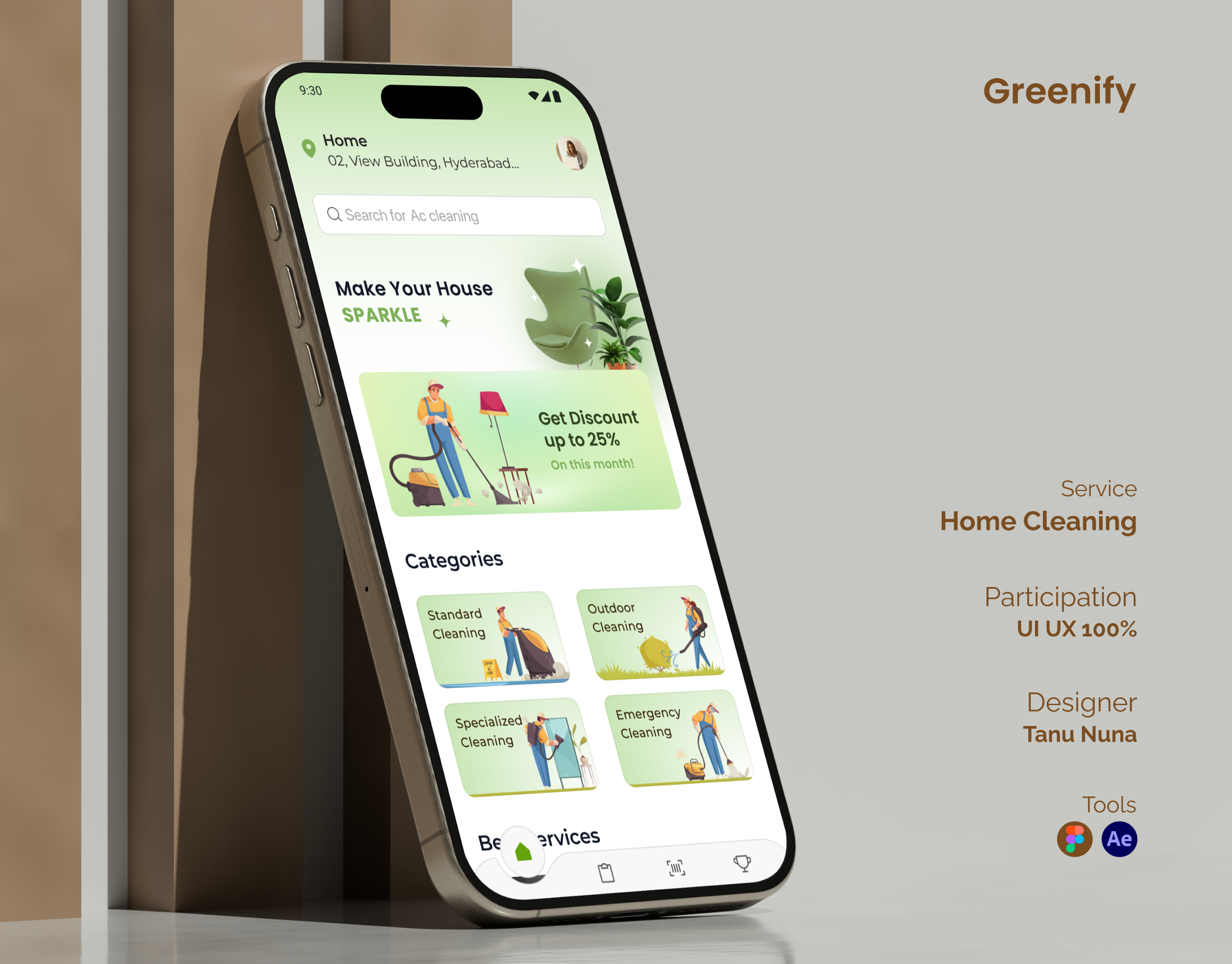 Greenify Home Cleaning App cover